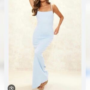 Prettylittlething Baby Blue Bodycon Maxi Dress